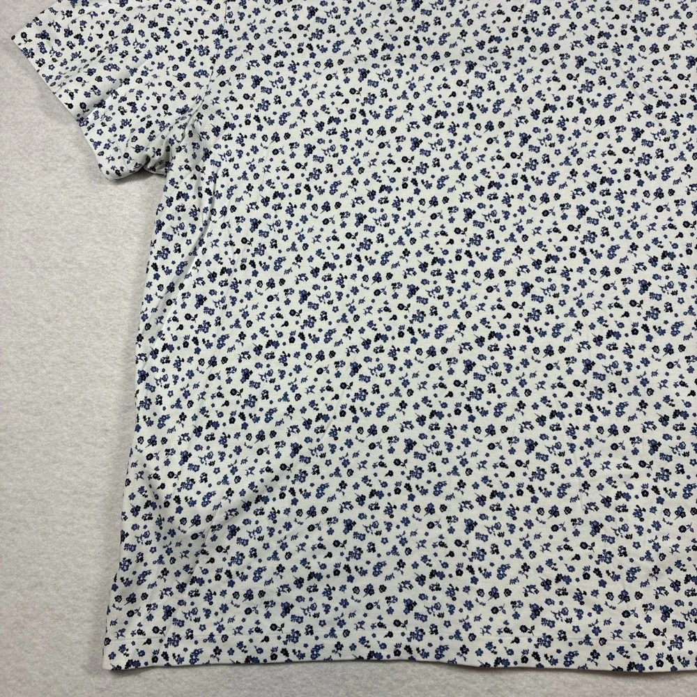 Polo Ralph Lauren Polo Shirt White Blue Floral Print Preppy Men 2XB Big Cotton